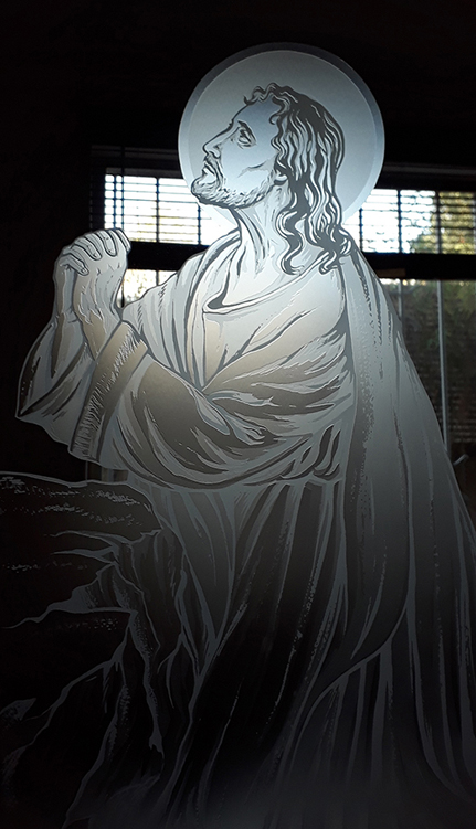 vidrio grabado jesus