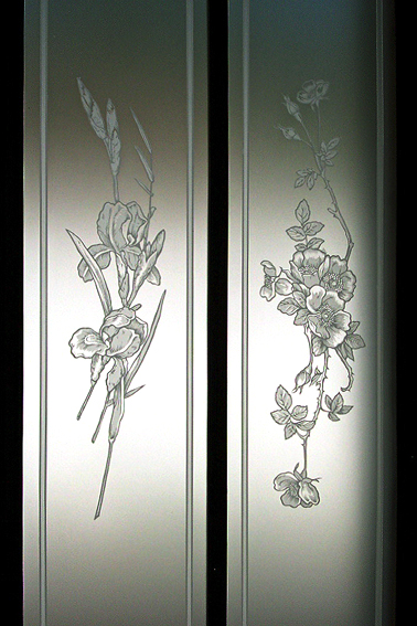 vidrios con grabado de flores