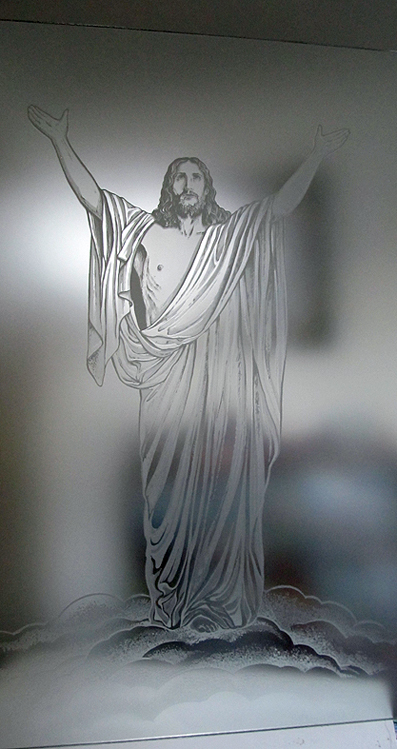 vitral grabado con imagen de jesús