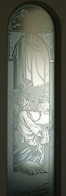 vidrio grabado en ventana interior
