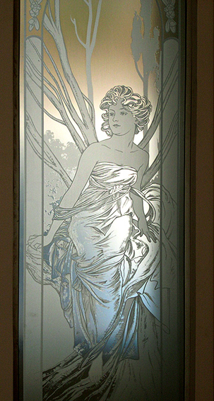 panel con vidrio grabado
